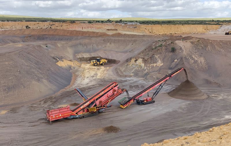 A stockpile at Eneabba, where Iluka Resources has been storing by-products from mineral sands mining and is building processing plants to extract rare earths