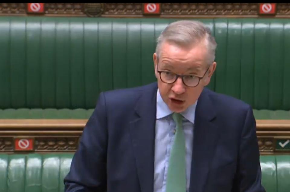 Michael Gove announcing permit plan in the CommonsAFP via Getty Images