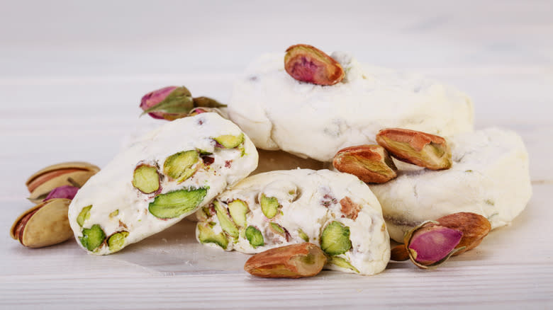 Iranian nougat with rose and pistachio