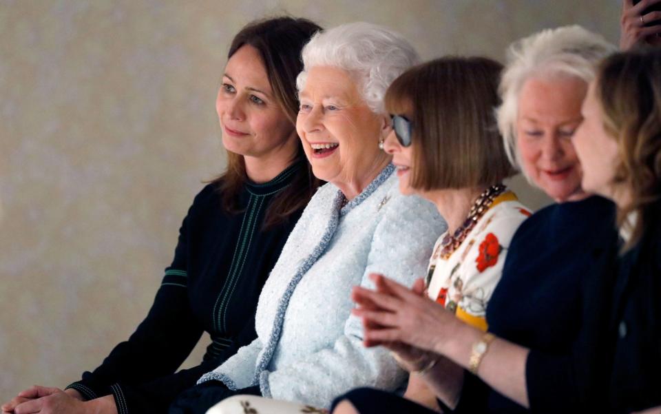 The Queen appeared to enjoy herself at Richard Quinn's show - Getty Images Europe