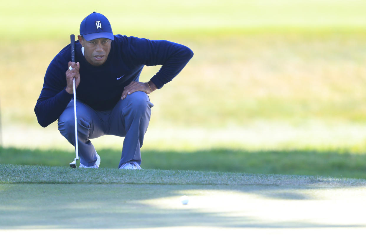 Tiger Woods had a tough day in Round 2 of the PGA Championship. (Photo by Tom Pennington/Getty Images)