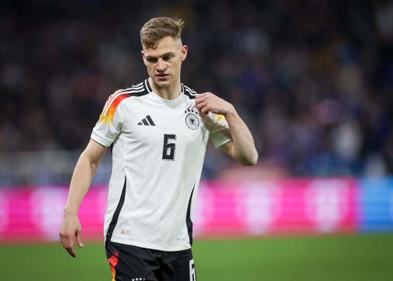 Germany's Joshua Kimmich in action during the International friendly soccer match between France and Germany at Groupama Stadium.  Joshua Kimmich should move from midfield to the right back position at Bayern Munich after also making this switch in the German national team, former Bayern and Germany great Bastian Schweinsteiger suggested on Tuesday. Christian Charisius/dpa