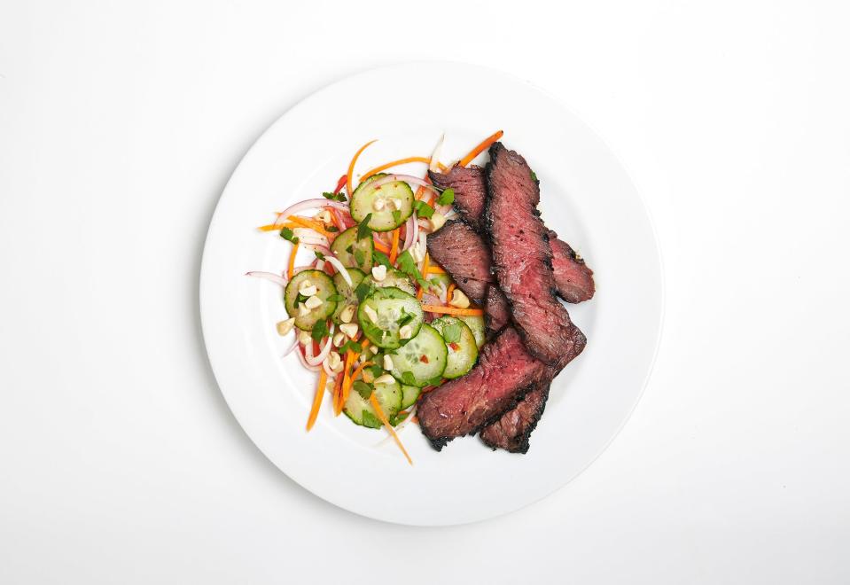 Grilled Hanger Steak with Cucumber Salad