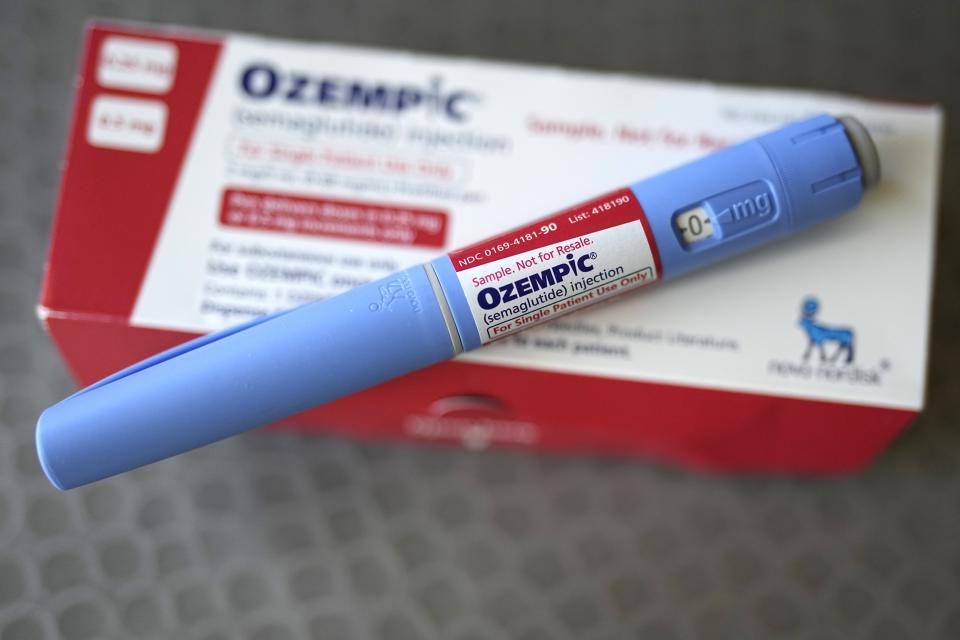 FILE - The injectable drug Ozempic is shown Saturday, July 1, 2023, in Houston. Even as millions of older adults clamor for drugs such as Ozempic and Wegovy, monthly use of the medications known as GLP-1 receptor agonists soared nearly 600% between 2020 and 2023 in people under 25 – and as young as 12. (AP Photo/David J. Phillip, File)