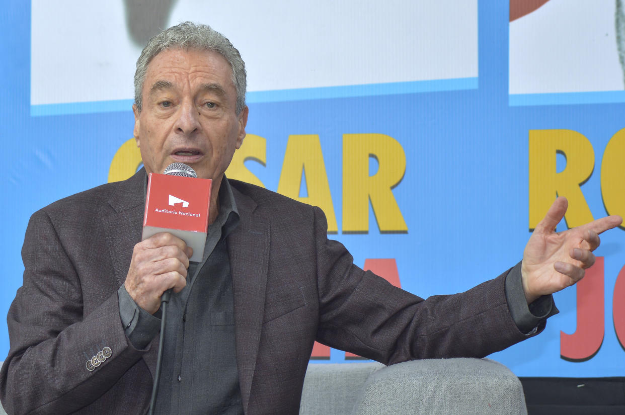 Cesar Costa speaks  during a press conference to promote the concert 'Los Grandes del Rock'  at Auditorio Nacional on August 22, 2019 in Mexico City, Mexico (Photo by Eyepix/NurPhoto via Getty Images)