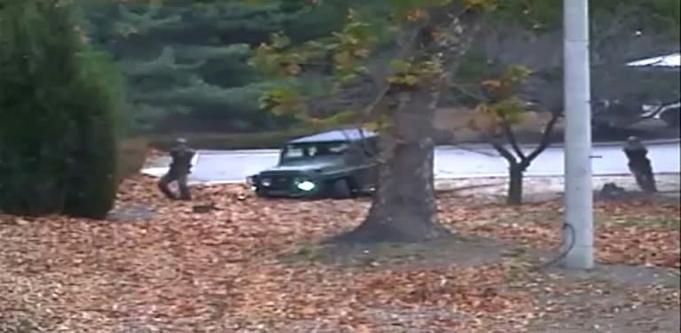 The surveillance footage showed North Korean soldiers shooting at the defector at the Demilitarized Zone (DMZ)