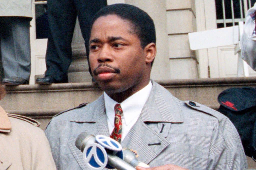 Eric Adams at a press conference outside City Hall in 1993. AP Photo/Bebeto Matthews