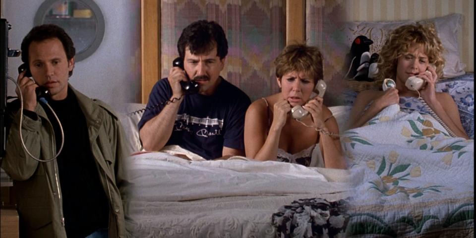 The four-way phone call scene was difficult to film.