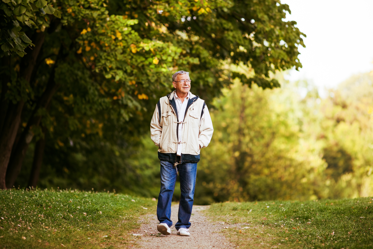 Man walking outside in the park