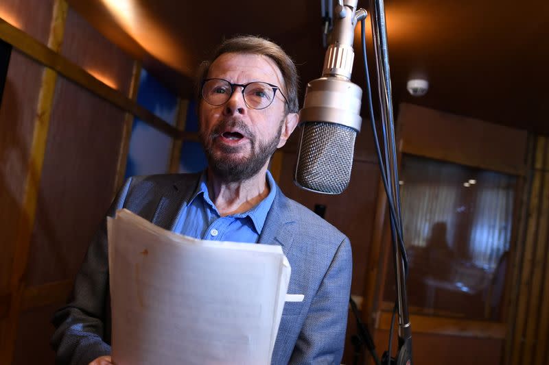 FILE PHOTO: Bjorn Ulvaeus of ABBA sings in an exhibit of a replica of the Polar Studios as part of the opening of 'ABBA: Super Troopers' exhibition at the Southbank Centre in London