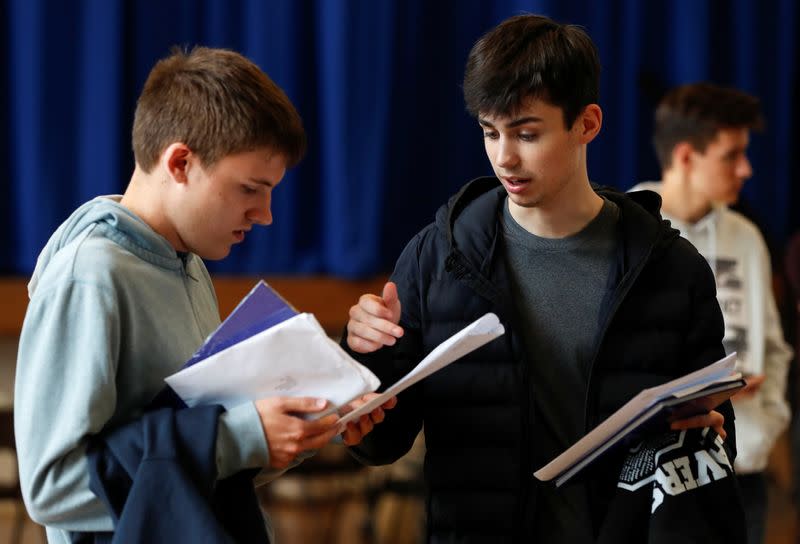 Sixth form students receive their A-Level results at The Hemel Hempstead School in Hemel Hempstead