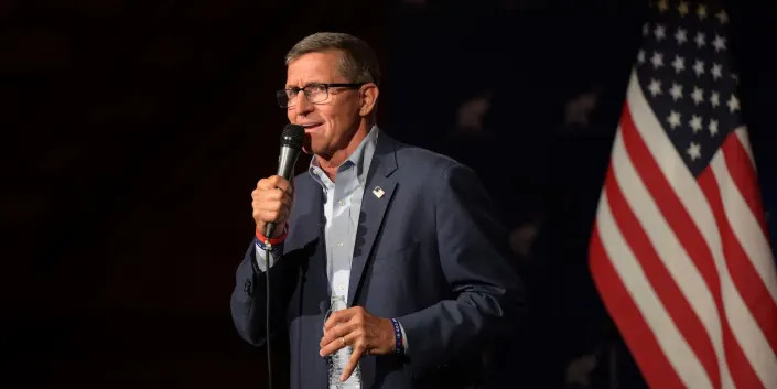 Former National Security Advisor Michael Flynn at a campaign event in Brunswick, Ohio on April 21, 2022.