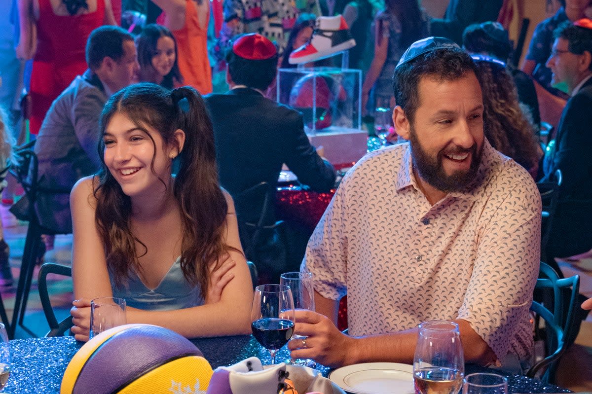 Father and daughter: Sunny and Adam Sandler in ‘You Are So Not Invited To My Bat Mitzvah’ (Scott Yamano/Netflix)