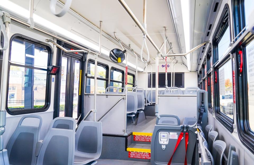 The interior of one of the new Fort Smith Transit CNG buses is seen in this photo on Monday, Nov. 28, 2022.