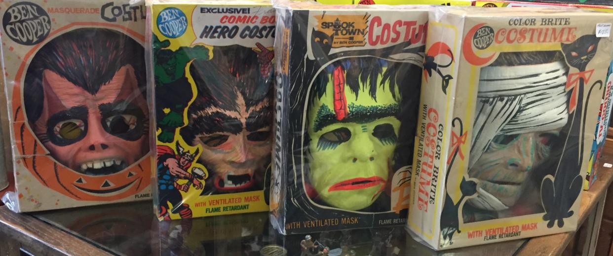 These vintage masks demonstrate the mid-century popularity of horror characters like Frankenstein. (Photo: Mike Danahey/Courier-News/Tribune News Service via Getty Images)