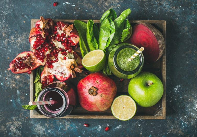 <span class="caption">A low-calorie diet with lots of fresh fruit and vegetables can help put type 2 diabetes into remission.</span> <span class="attribution"><a class="link " href="https://www.shutterstock.com/image-photo/green-purple-fresh-juices-smoothies-fruit-519988807" rel="nofollow noopener" target="_blank" data-ylk="slk:Shutterstock;elm:context_link;itc:0;sec:content-canvas">Shutterstock</a></span>