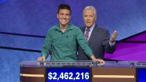 <p>The sports gambler from Las Vegas became a familiar face on <em>Jeopardy!</em> in 2019, racking up a 32-game winning streak and raking in $2,462,216 during regular-season play, second only to Jennings.</p> <p>Holzhauer, 31, also sits at the top spot for single-game winnings at $131,127 - in a list only his name is on.</p> <p>Speaking to <a href="https://people.com/tv/how-jeopardy-james-holzhauer-using-winnings-to-help-others/" rel="nofollow noopener" target="_blank" data-ylk="slk:PEOPLE;elm:context_link;itc:0;sec:content-canvas" class="link ">PEOPLE</a> in 2019, the contestant opened up about giving some of his earnings away to <a href="https://project150.org/" rel="nofollow noopener" target="_blank" data-ylk="slk:Project 150,;elm:context_link;itc:0;sec:content-canvas" class="link ">Project 150,</a> a foundation that helps homeless teenagers in Nevada attend and finish high school.</p> <p>"It's nice to be able to have a voice," Holzhauer he said. "Especially for people who need it."</p>