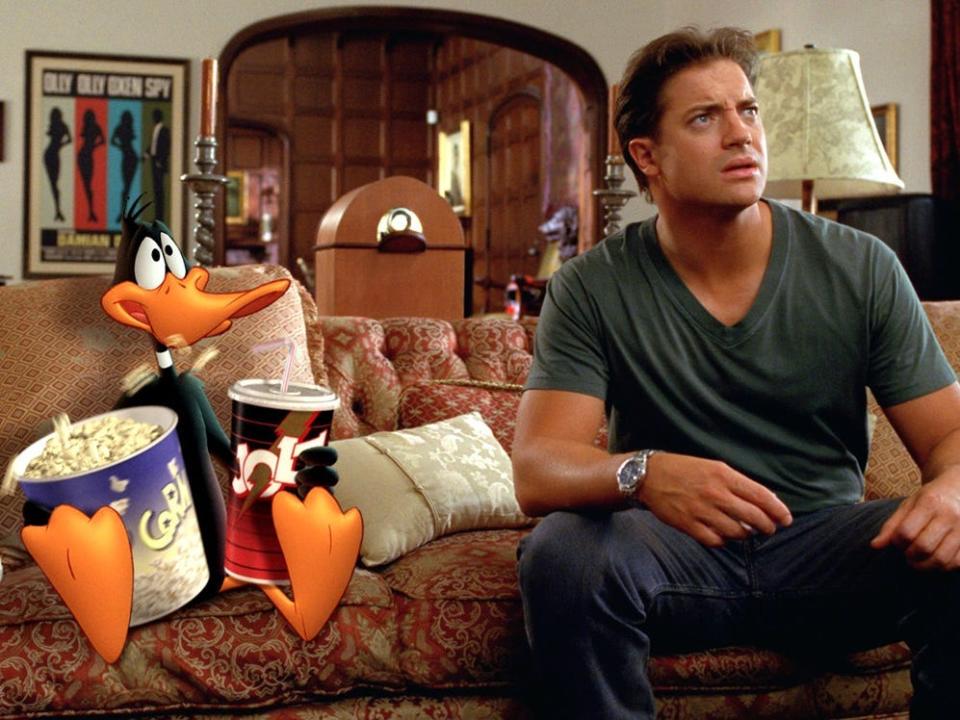 Daffy Duck and Brendan Fraser in a still from "Looney Tunes: Back in Action."