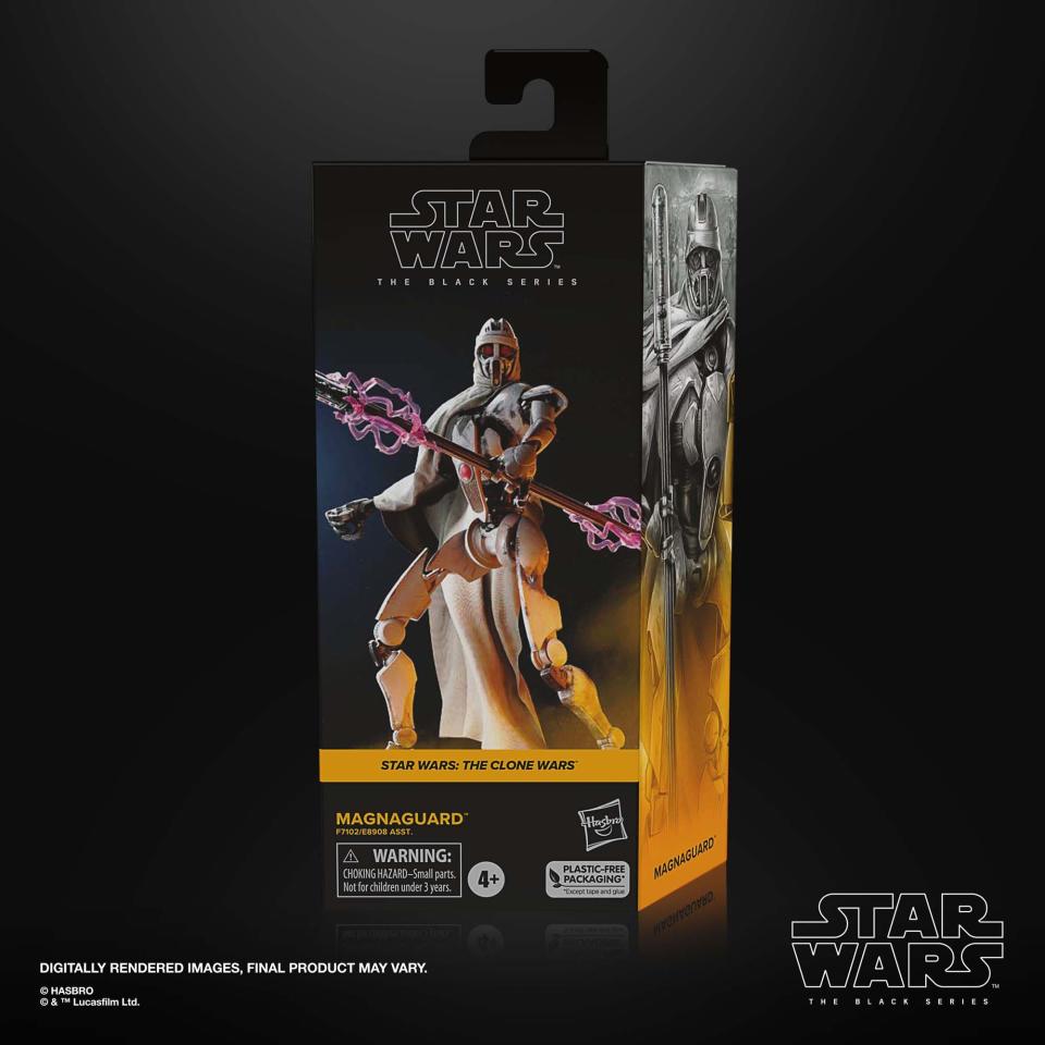 The Black Series Magnaguard action figure posed against a black background