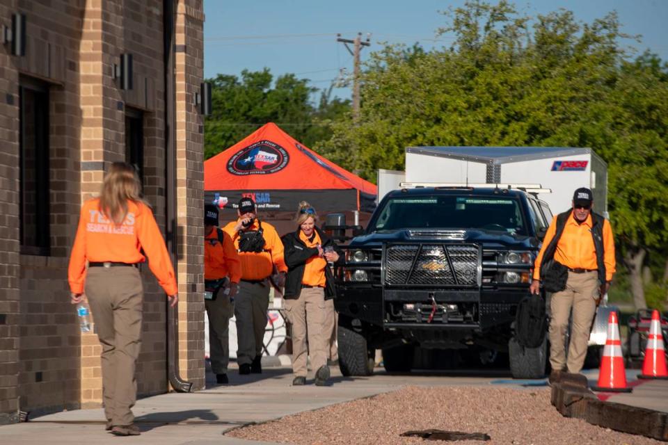 Local police and Texas Search and Rescue crews begin the search for Noel Rodriguez-Alvarez at the Everman Civic Center on Saturday, April 22, 2023. After his mother fled the country in March, police revealed Noel had not been seen since November 2022. The boy is presumed to be dead.