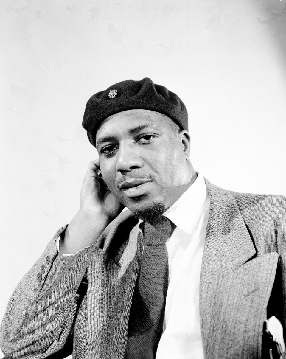 Jazz pianist and composer Thelonious Monk poses in January 1949.