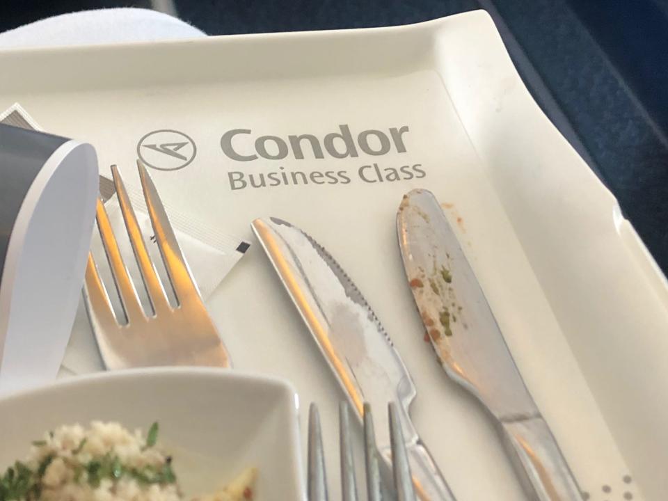 A picture of Condor's Boeing 767 business class from Las Vegas to Frankfurt in 2019.