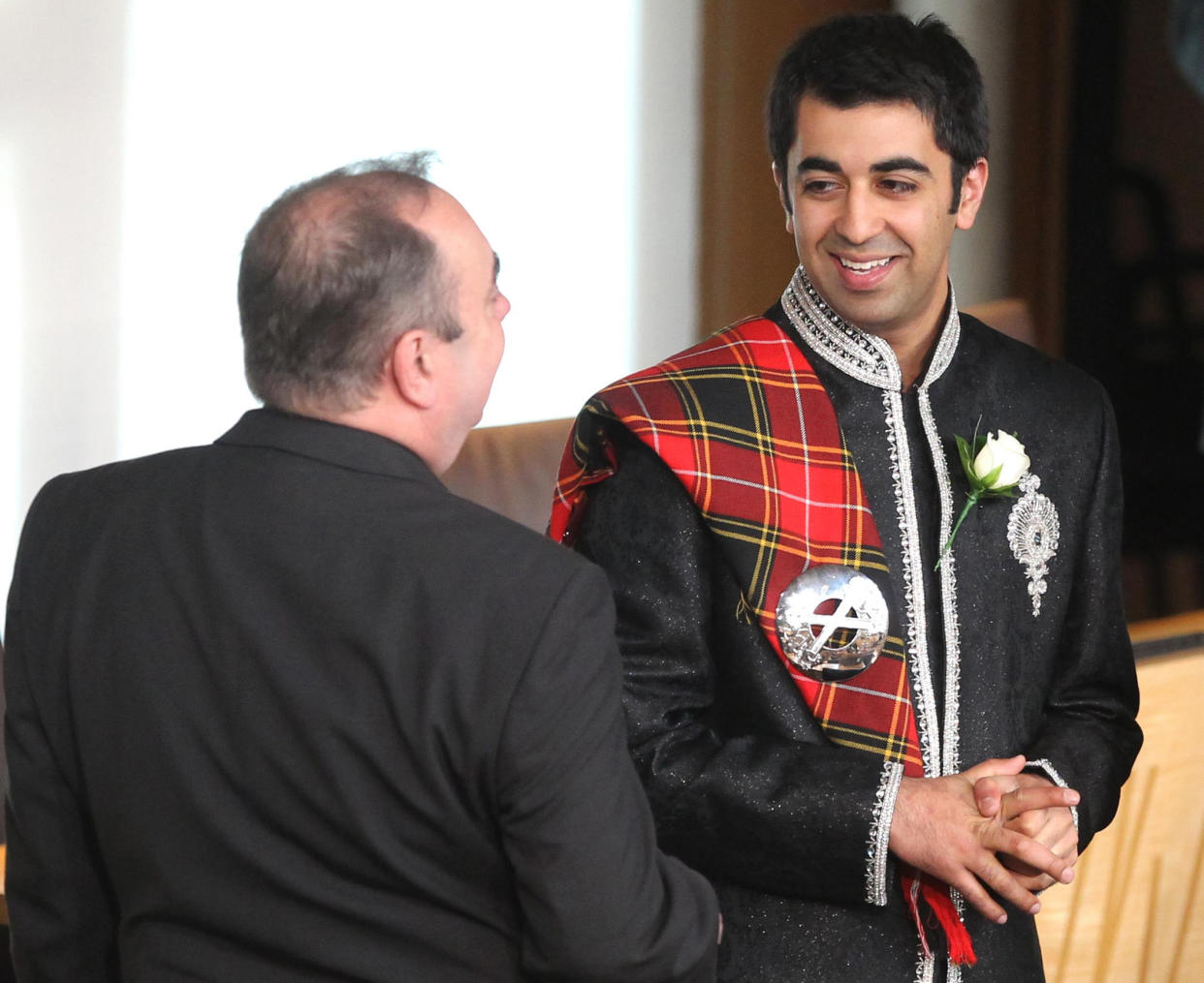 Humza Yousaf, pictured with former first minister Alex Salmond, became an MSP in 2011 (Andrew Milligan/PA)