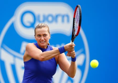 Tennis - WTA Premier - Aegon Classic - Edgbaston Priory Club, Birmingham, Britain - June 25, 2017 Czech Republic's Petra Kvitova in action during the final against Australia's Ashleigh Barty Action Images via Reuters/Peter Cziborra