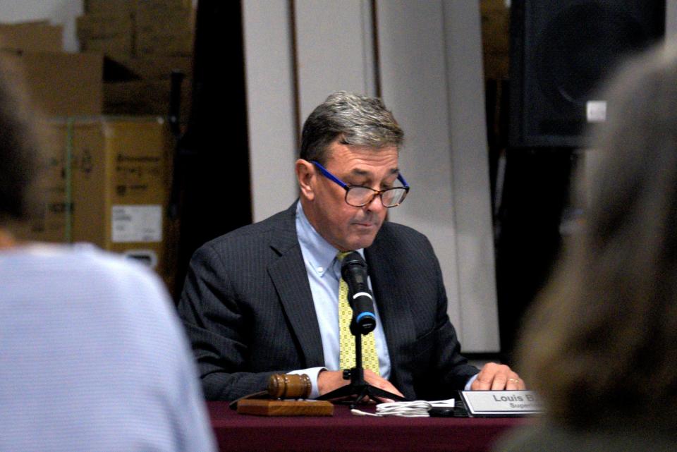 Red Bank Regional High School Superintendent Louis B. Moore during a school board meeting on Monday, September 11, 2023 at Red Bank Regional High School in Little Silver, New Jersey. 