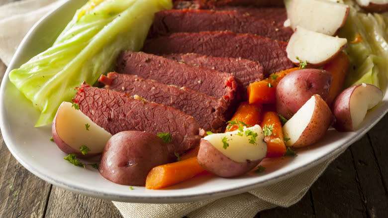 Corned beef with cabbage and potatoes