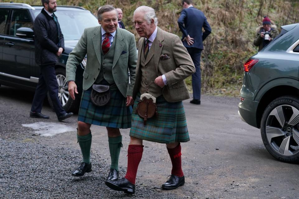 King Charles III visits Aboyne and Mid Deeside Community Shed on January 12, 2023.