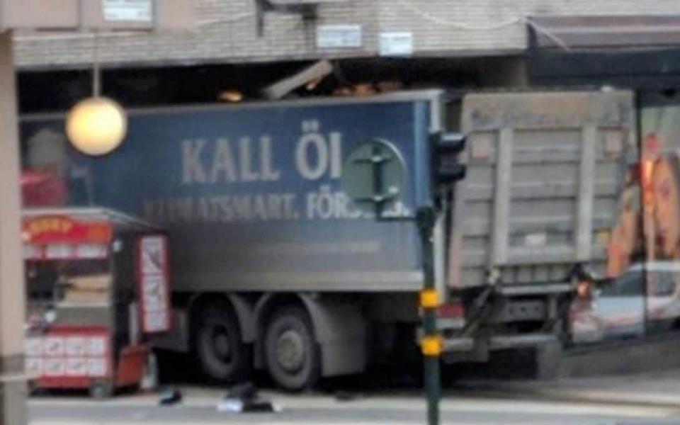 The truck embedded in the department store - Credit: Twitter/Emergenza24