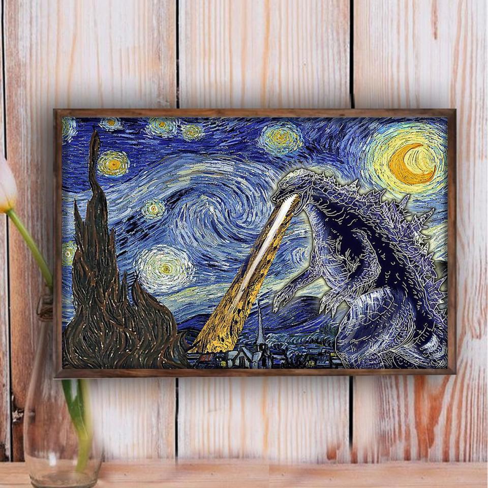 Godzilla Starry Night Poster