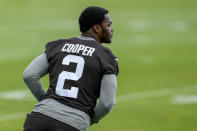 Cleveland Browns' Amari Cooper runs drills at the team's NFL football training camp, Saturday, July 22, 2023, in White Sulphur Springs, W.Va. (AP Photo/Chris Carlson)