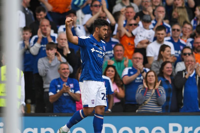 Massimo Luongo of Ipswich Town celebrates