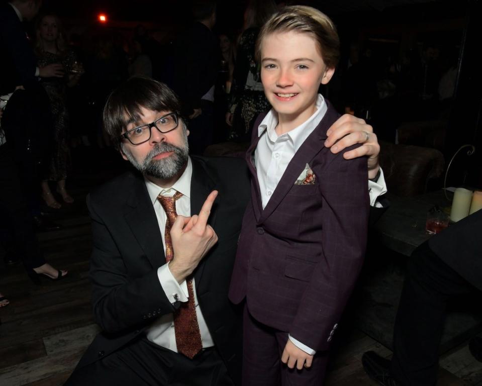 <div class="inline-image__caption"><p>Joe Hill and star Jackson Robert Scott at the <em>Locke & Key</em> premiere on February 05, 2020, in Hollywood, California.</p></div> <div class="inline-image__credit">Charley Gallay/Getty</div>