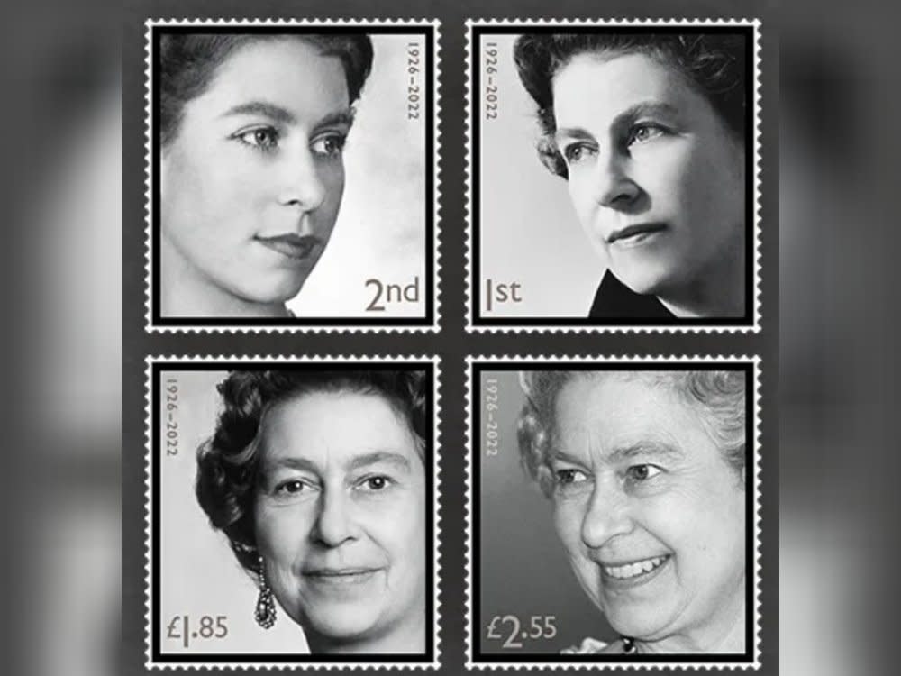 Die Royal Mail veröffentlichte vier Briefmarken zu Ehren der verstorbenen Queen Elizabeth II. (Bild: Royal Mail)