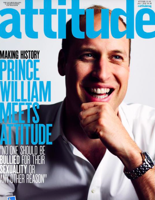 Prince William appears on the front cover of Attitude