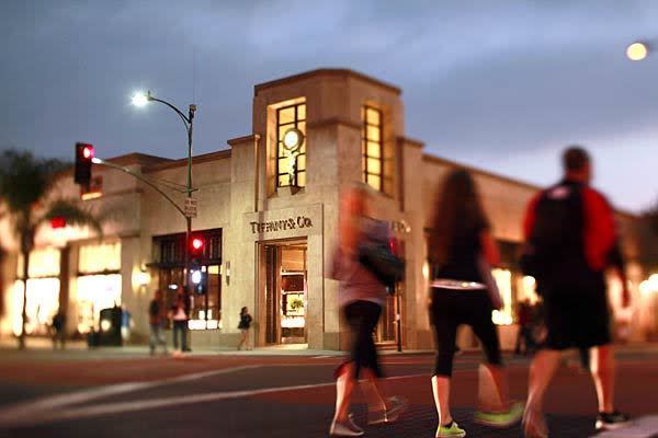 Tiffany & Co. is one of the stores along Colorado Boulevard in Old Pasadena.
