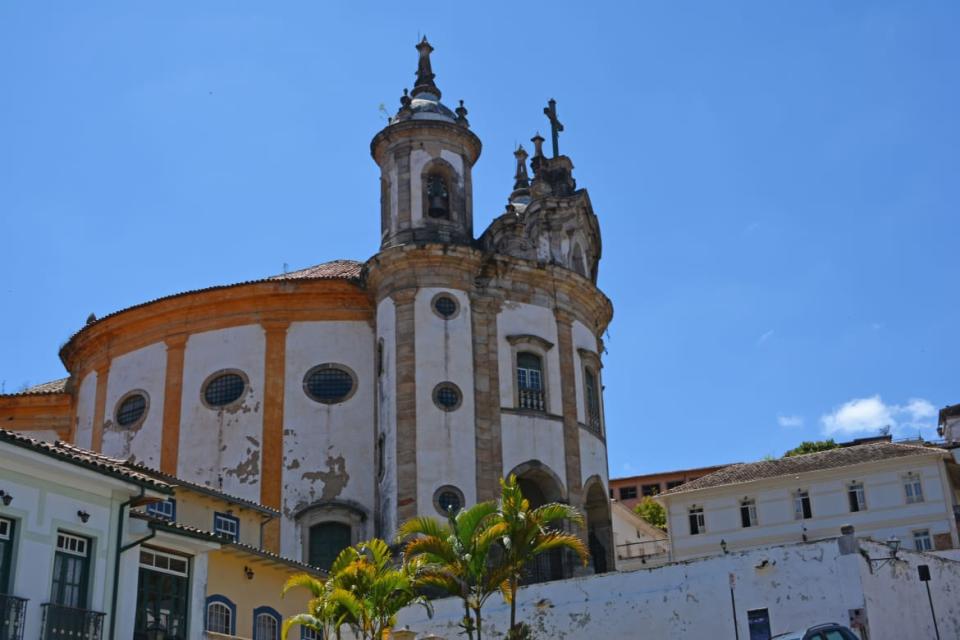 The facade of Igreja de Nossa Senhora do Rosário dos Homens Pretos