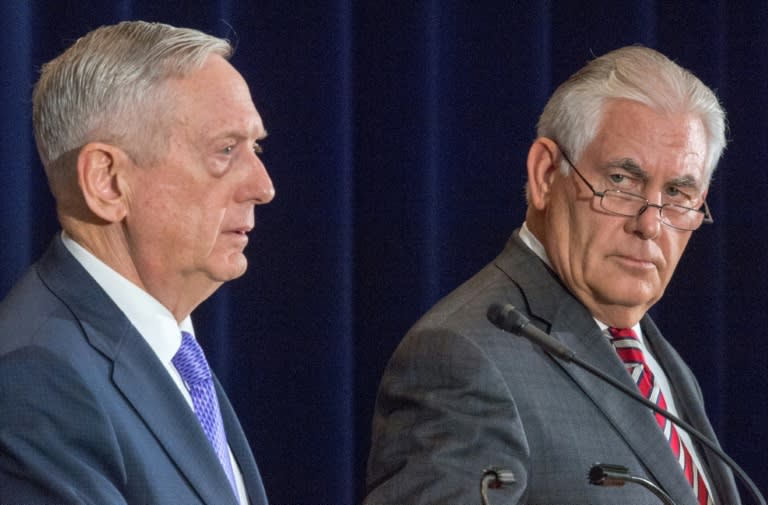 US Secretary of Defense Jim Mattis (L) and US Secretary of State Rex Tillerson met with top Chinese officials, with North Korea high on the agenda