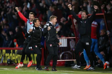 Football - AFC Bournemouth v Bolton Wanderers - Sky Bet Football League Championship - Goldsands Stadium, Dean Court - 27/4/15 Bournemouth manager Eddie Howe celebrates after Matt Ritchie (not pictured) scored their second goal Mandatory Credit: Action Images / Matthew Childs