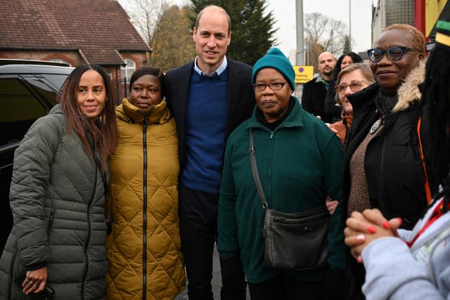 William, centre, with Barbara Reid, right