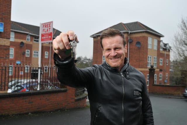 Marco Robinson, 48, of Preston, is giving away a Â£120,000 fully-furnished and mortgage-free three-bedroom apartment  for FREE. See rossparry story RPYFLAT: A millionaire who spend his childhood sleeping on park benches is giving away an entire flat. Marco Robinson, 48, is offering up the Â£120,000 fully-furnished and mortgage-free three-bedroom apartment to a suitable individual or family. The lucky winner will be selected over the course of the next six weeks through a documentary Marco is making alongside Channel 4.  Marco said he spent his childhood sleeping on park benches with his mum before he was hauled out of poverty.