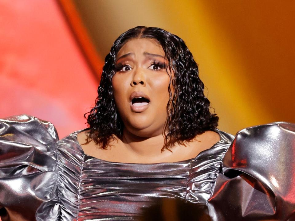 Lizzo accepts the Record Of The Year award for ‘About Damn Time’ at the 2023 Grammys (Getty Images for The Recording Academy)
