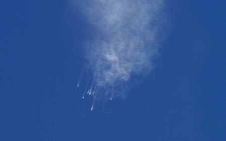 An unmanned SpaceX Falcon 9 rocket explodes after lift-off from Cape Canaveral, Florida, June 28, 2015. REUTERS/Mike Brown