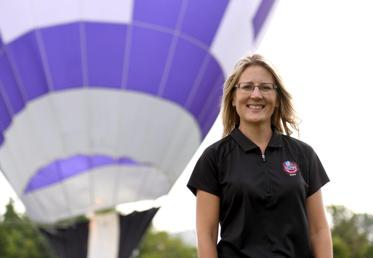 Megan Stangelo, event manager for the Canton Regional Chamber of Commerce, plans and oversees the Balloon Classic, one of the most popular events during the Pro Football Hall of Fame Enshrinement Week.