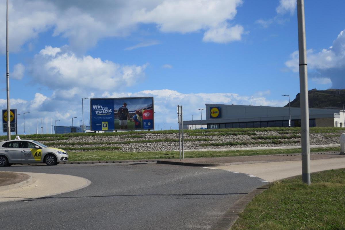 The offending billboard erected without consent by Lidle outside its Portland store <i>(Image: Trevor Bevins)</i>