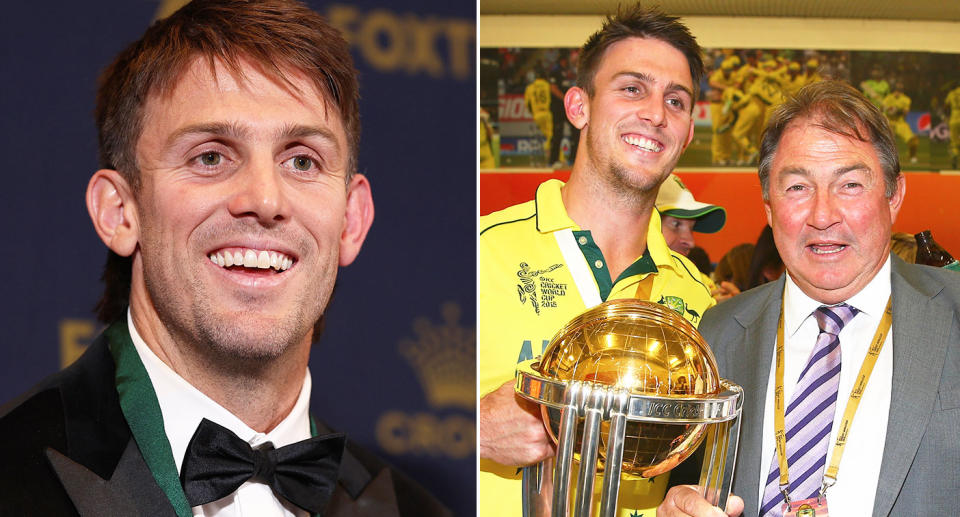 Pictured right, Aussie cricket star and Allan Border Medal winner Mitch Marsh with his father Geoff.