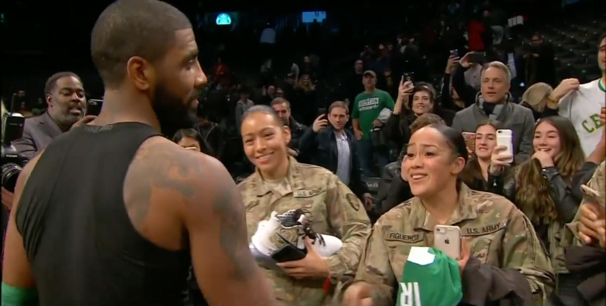 Kyrie Irving Gives His Celtics Jersey, Sneakers To U.S. Soldiers